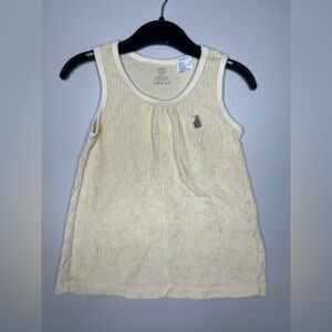 Konny Baby 1-2Y Pale Yellow Ribbed Sleeveless Top Embroidered Bear Toddler